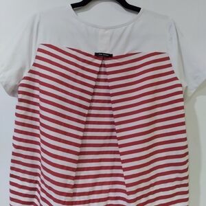 Pink Tartan high low striped back, white Front top